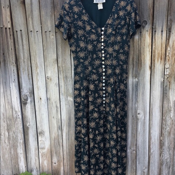 Vintage Dresses & Skirts - Vintage Decked Out Teal Floral Button Front Dress
